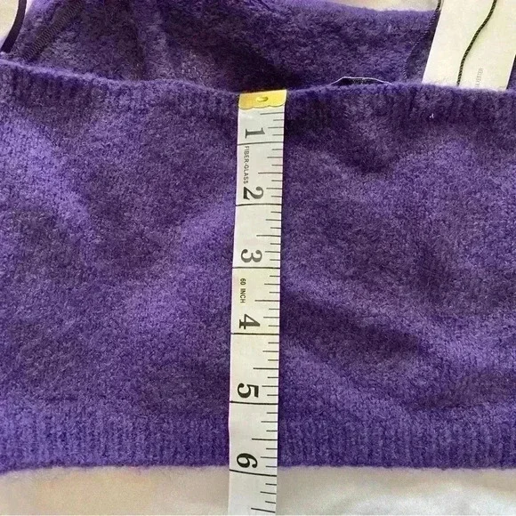 ❣️Zara Dark Purple Flower Beaded Wool Knit Crop Top NWT Size Small, smoke free - Picture 14 of 14